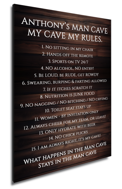 Personalised Man Cave Wooden A4 Sign