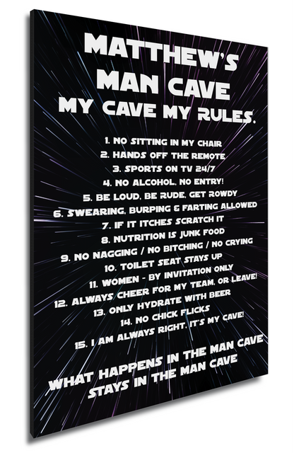 Personalised Man Cave Wooden A4 Sign