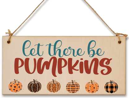 let there be pumpkins Seasonal Falling Leaves Decorative Sign Handmade Wooden Hanging Wall Plaque Gift Hallway Home Décor