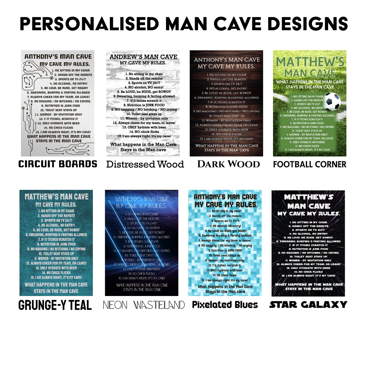 Personalised Man Cave Wooden A4 Sign