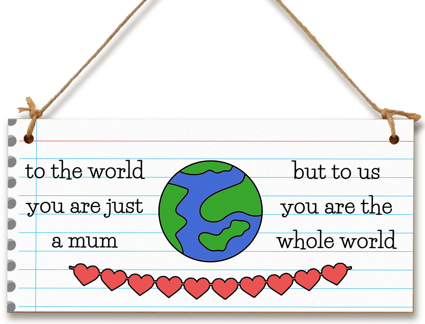 Handmade Wooden Hanging Wall Plaque To the World Just a Mum To Us the World Sentimental Gift Sign Mother's Day