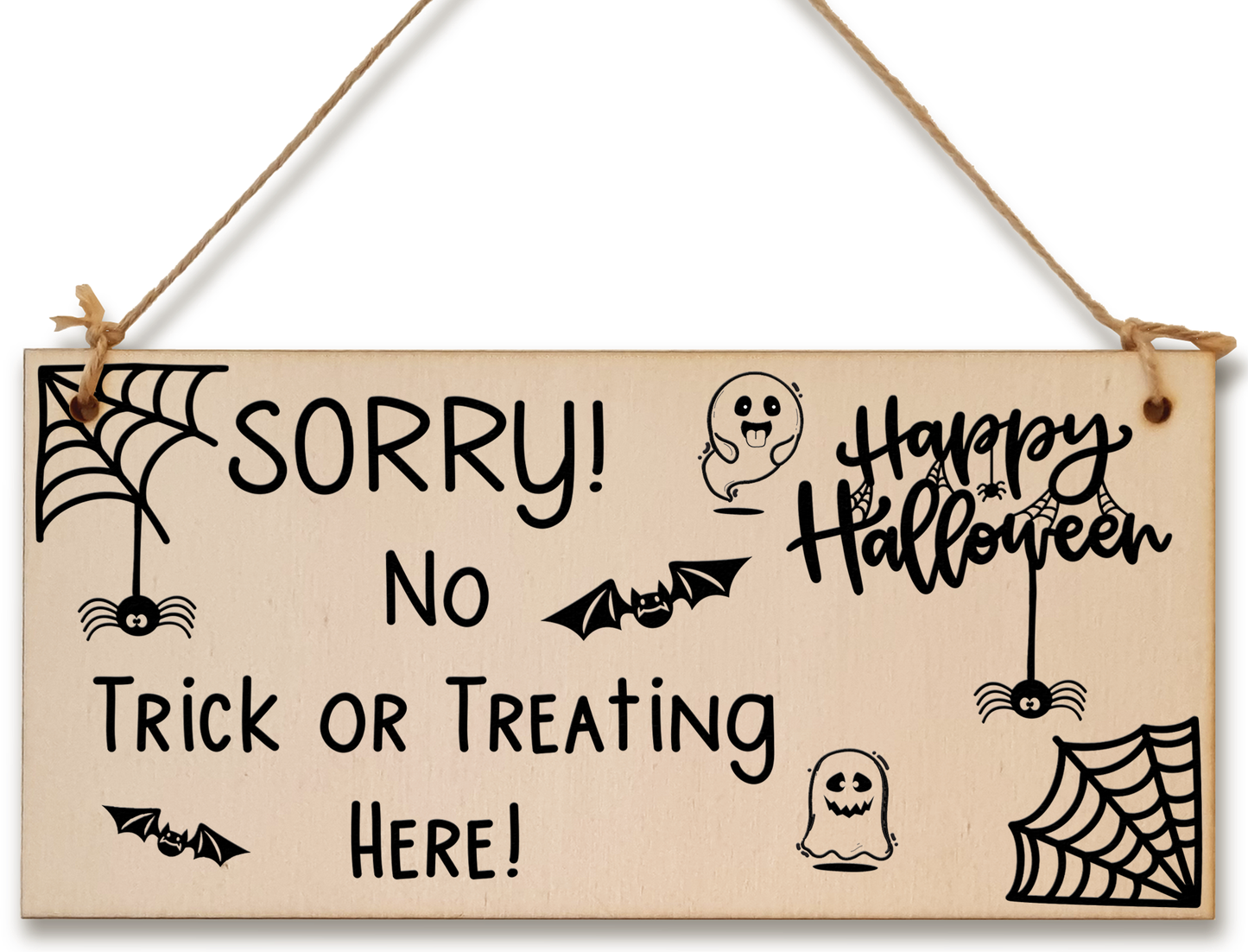 No Trick Or Treating Here Sorry Happy Halloween Do Not Disturb Sign Handmade Wooden Hanging Wall Plaque Gift Hallway Home Décor