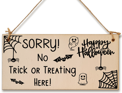 No Trick Or Treating Here Sorry Happy Halloween Do Not Disturb Sign Handmade Wooden Hanging Wall Plaque Gift Hallway Home Décor