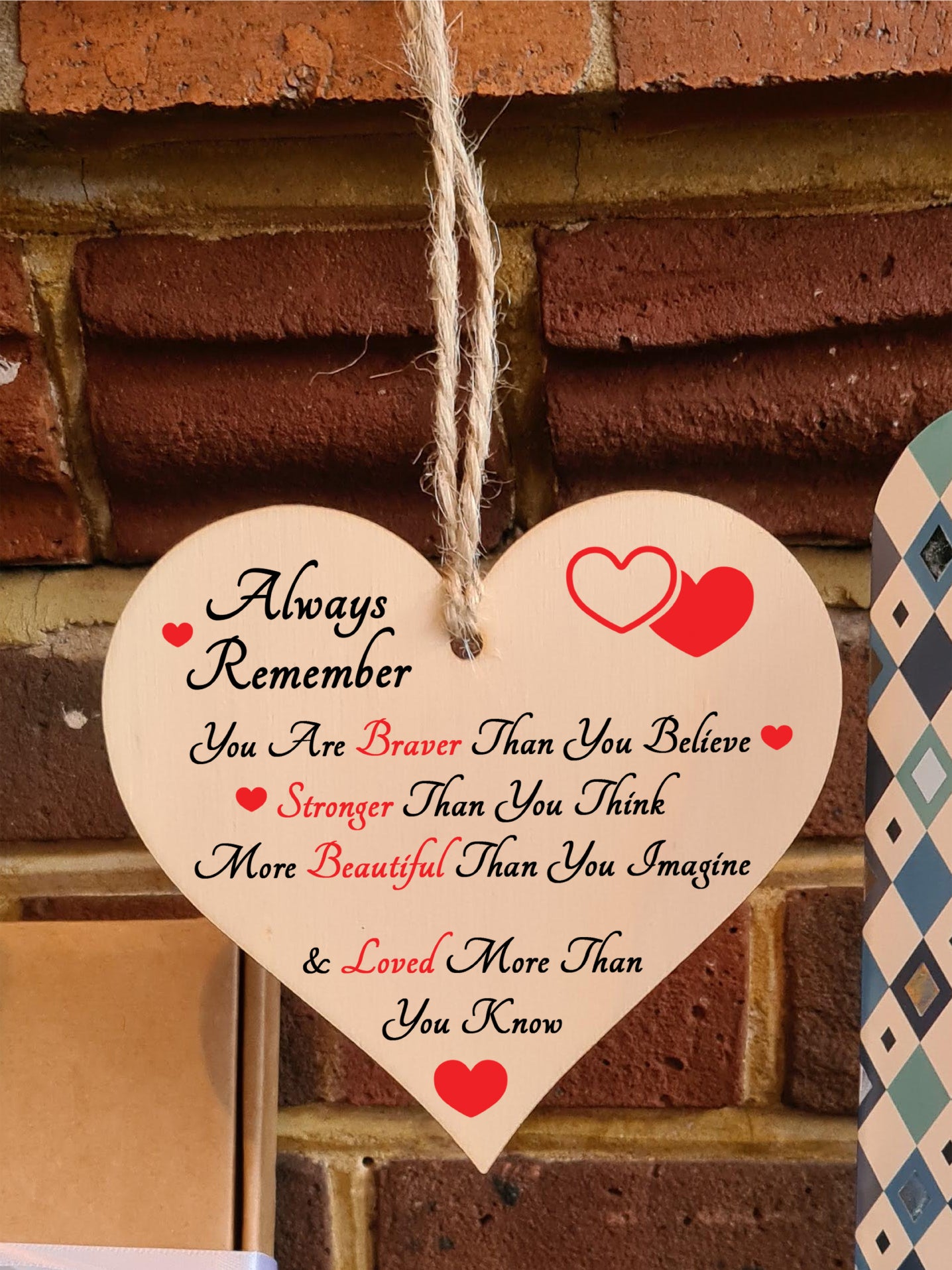 Handmade Wooden Hanging Heart Plaque Gift for Someone Special Inspirational Gift or Self Motivational Treat