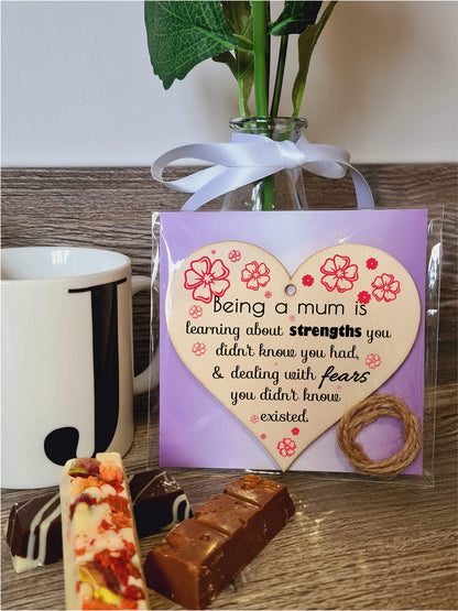Handmade Wooden Hanging Heart Plaque Gift for Mum Loving Thoughtful Present