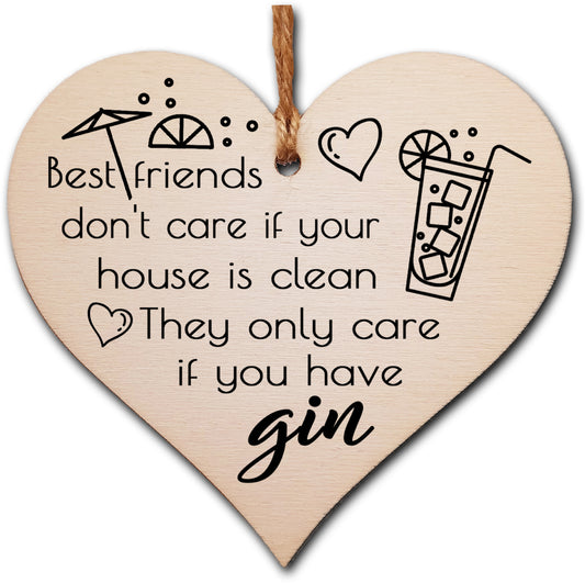 Handmade Wooden Hanging Heart Plaque Gift Perfect for Gin Lovers Novelty Funny Keepsake