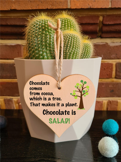 Handmade Wooden Hanging Heart Plaque Gift Perfect for Chocolate Lovers