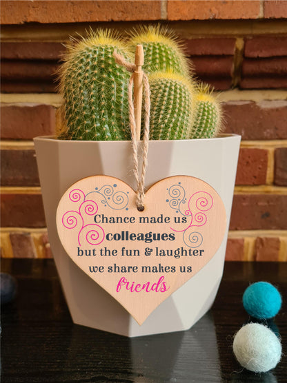 Handmade Wooden Hanging Heart Plaque Gift for Colleague Keepsake for Friend