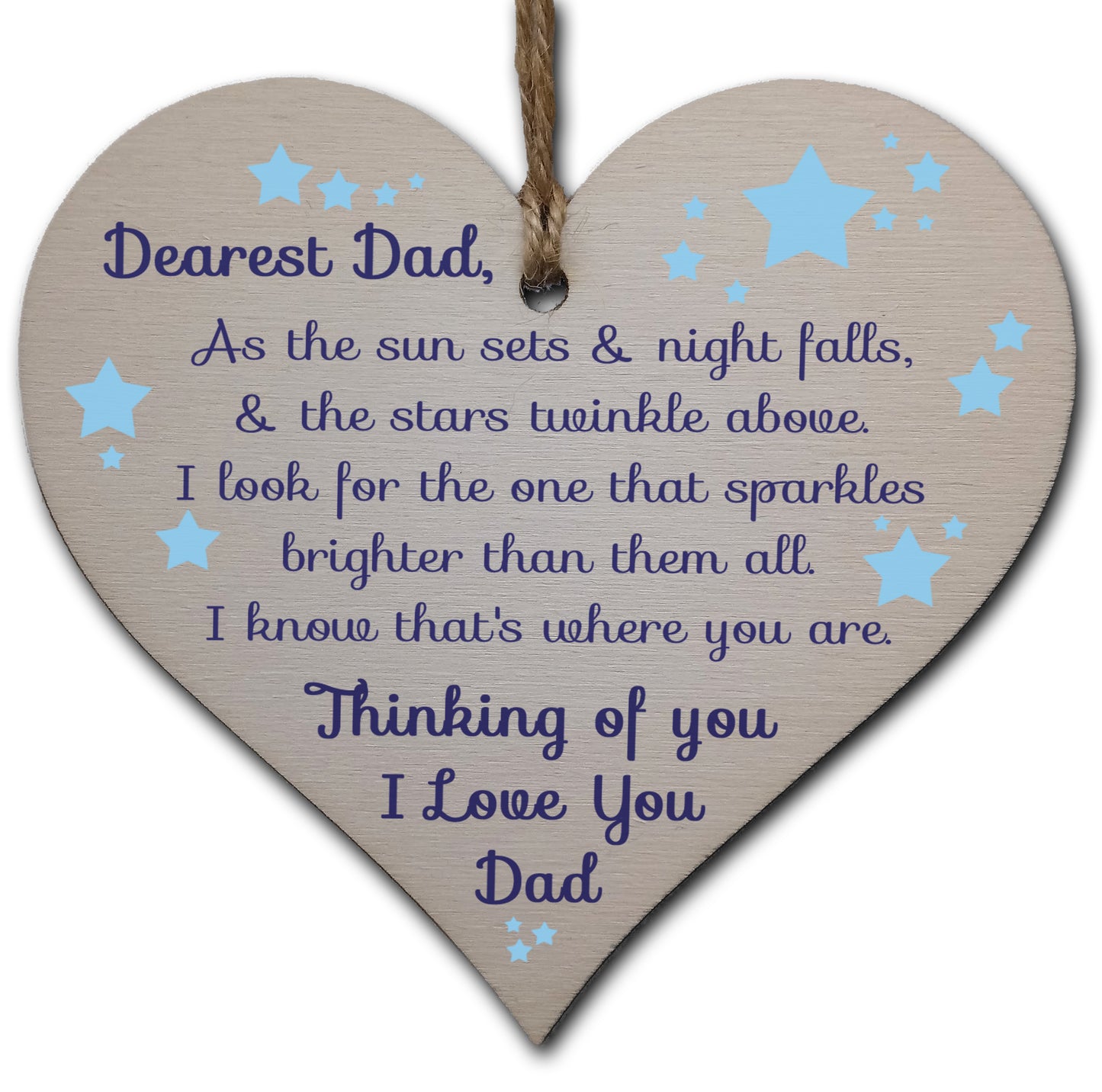 Handmade Wooden Hanging Heart Plaque Gift to remember Dad Loving Thoughtful Father Keepsake