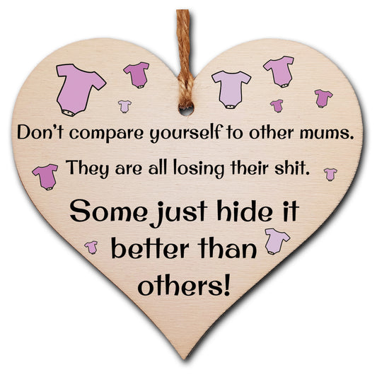 Handmade Wooden Hanging Heart Plaque Gift for Mum Funny Gift about Motherhood