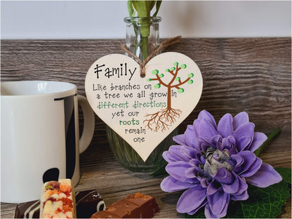 Handmade Wooden Hanging Heart Plaque Gift for Mum Celebrate Family
