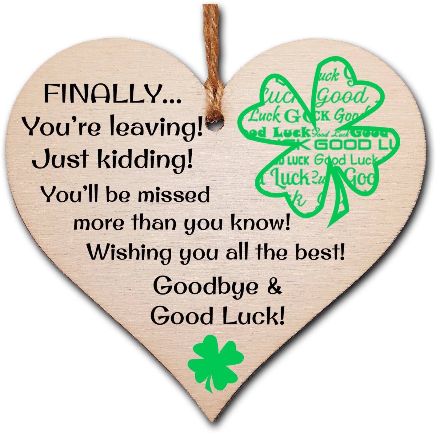 Handmade Wooden Hanging Heart Plaque Gift to Say Sorry You're Leaving You'll be Missed Keepsake for Friend