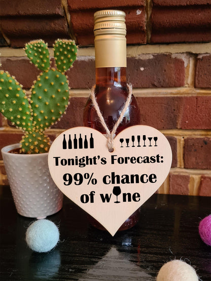 Handmade Wooden Hanging Heart Plaque Gift Perfect for Wine Lovers Novelty Funny Keepsake