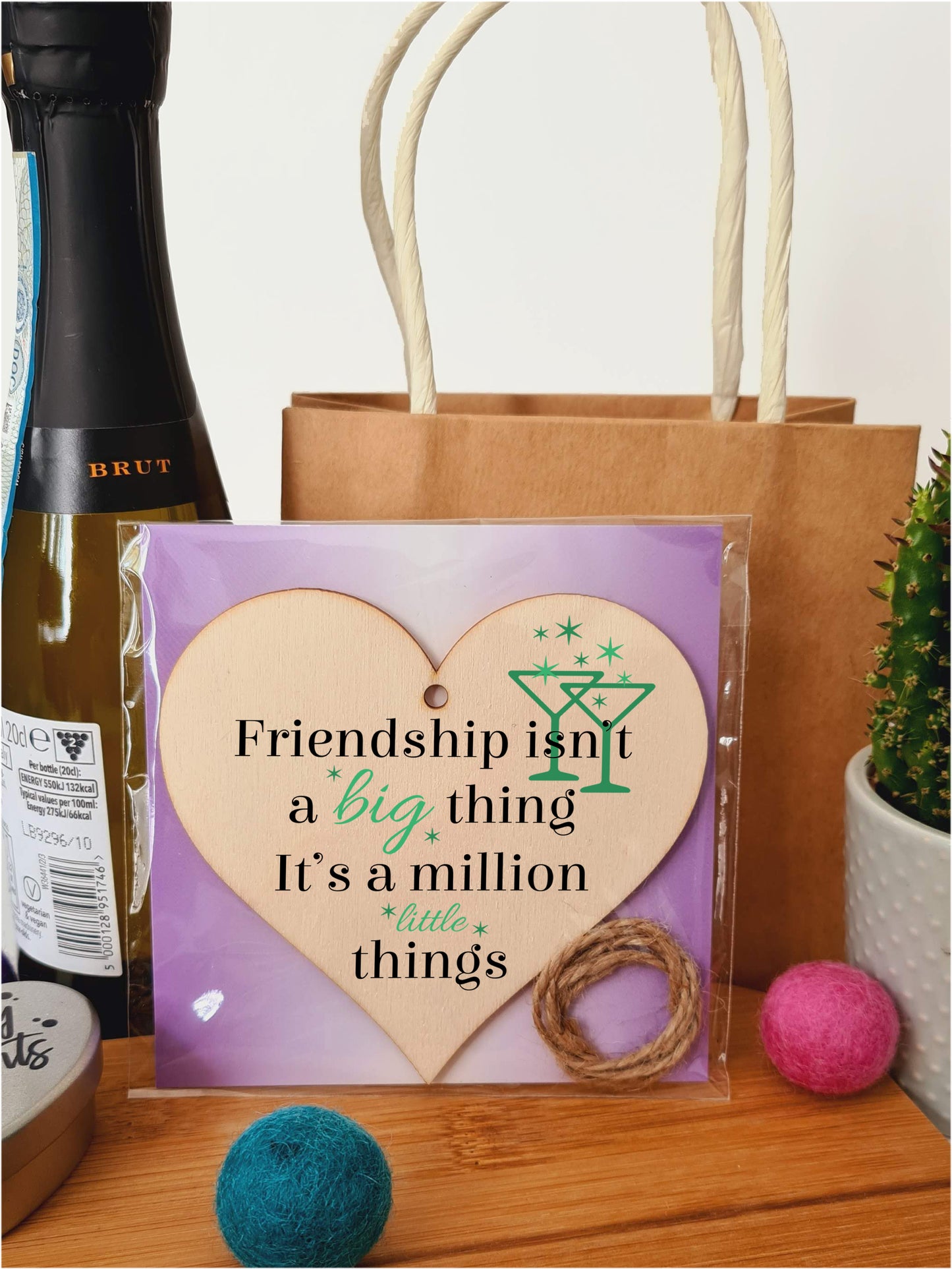 Handmade Wooden Hanging Heart Plaque Gift Perfect for your Best Friend Friendship Keepsake