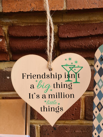 Handmade Wooden Hanging Heart Plaque Gift Perfect for your Best Friend Friendship Keepsake