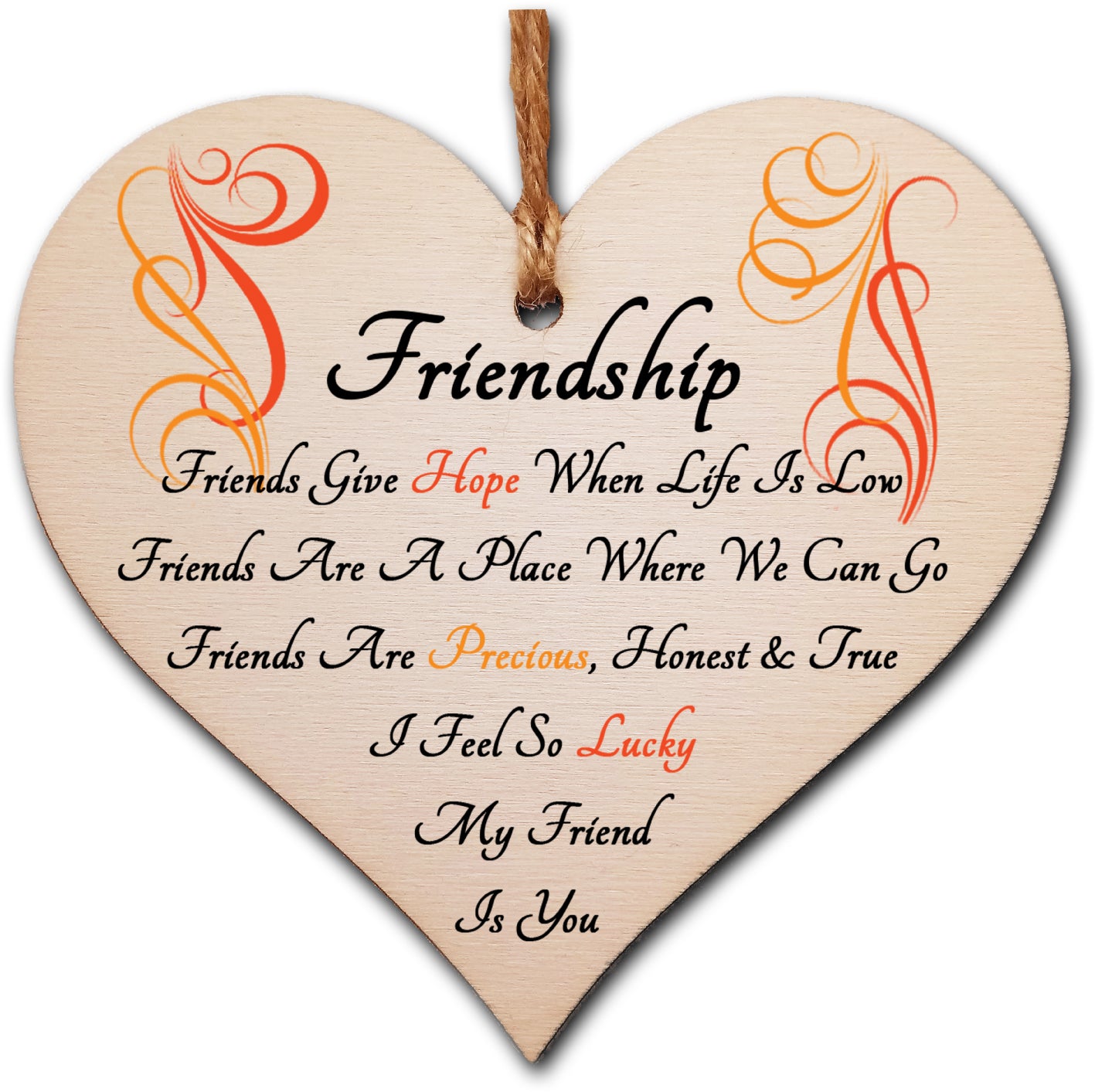 Handmade Wooden Hanging Heart Plaque Gift Perfect for your Best Friend Friendship Keepsake