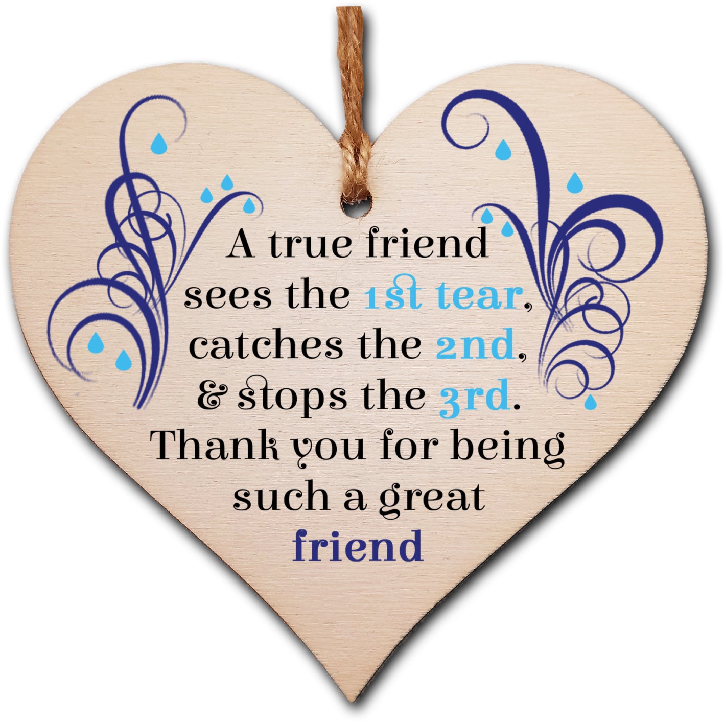 Handmade Wooden Hanging Heart Plaque Gift Perfect for your Best Friend Friendship Keepsake