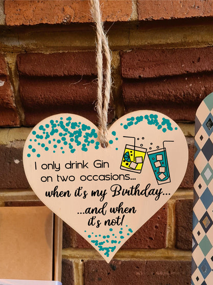 Handmade Wooden Hanging Heart Plaque Gift for Gin Lovers Novelty Funny Birthday Keepsake