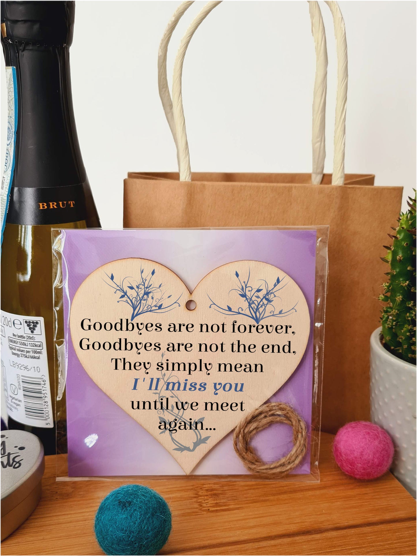 Handmade Wooden Hanging Heart Plaque Gift to Say Sorry You're Leaving You'll be Missed Keepsake for Friend