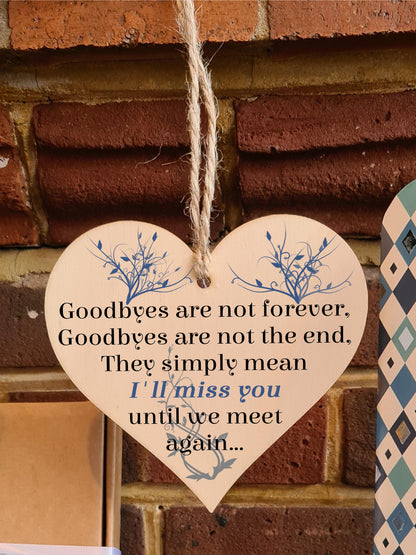 Handmade Wooden Hanging Heart Plaque Gift to Say Sorry You're Leaving You'll be Missed Keepsake for Friend