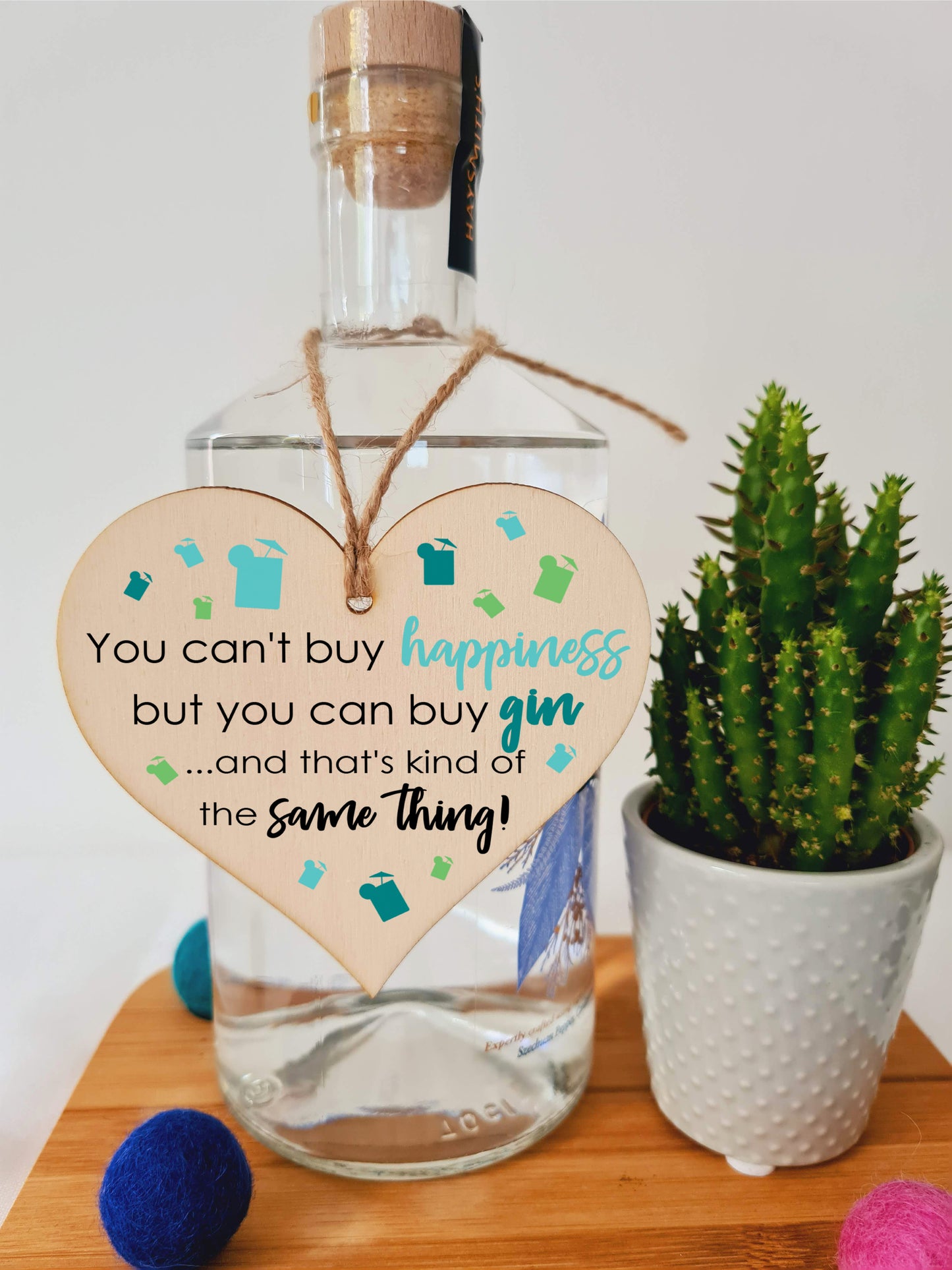 Handmade Wooden Hanging Heart Plaque Gift Perfect for Gin Lovers Novelty Funny Keepsake