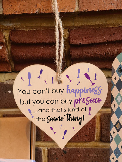 Handmade Wooden Hanging Heart Plaque Gift Perfect for Prosecco Lovers Novelty Funny Keepsake