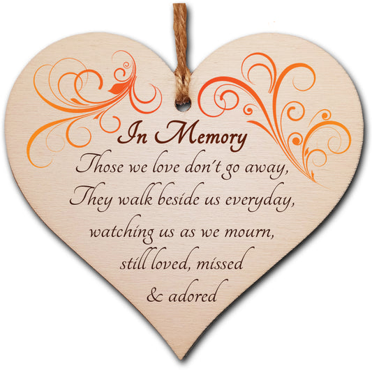 Handmade Wooden Hanging Heart Plaque Gift to Remember Lost Loved Ones