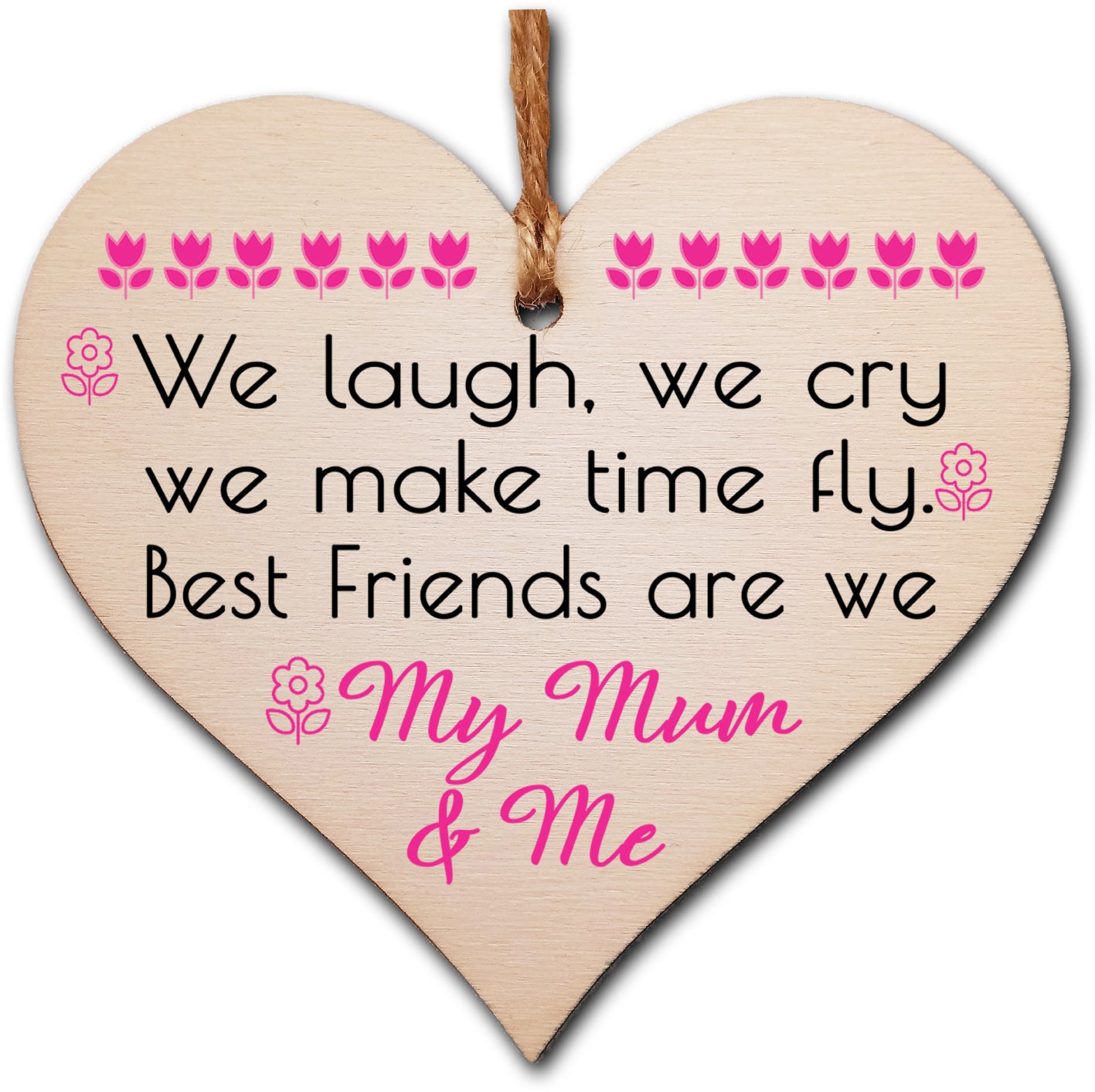 Handmade Wooden Hanging Heart Plaque Gift for Mum and Daughters Best Friends Loving Thoughtful Present
