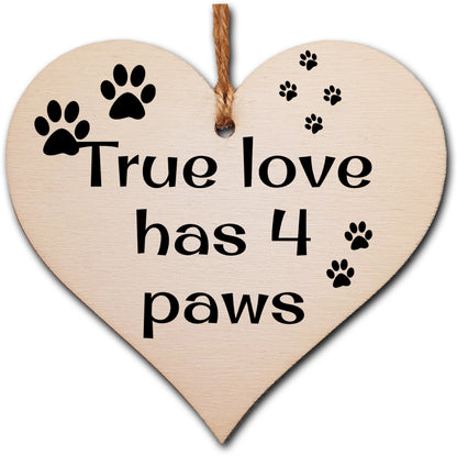 Handmade Wooden Hanging Heart Plaque Gift for Dog Lovers Novelty Funny Keepsake