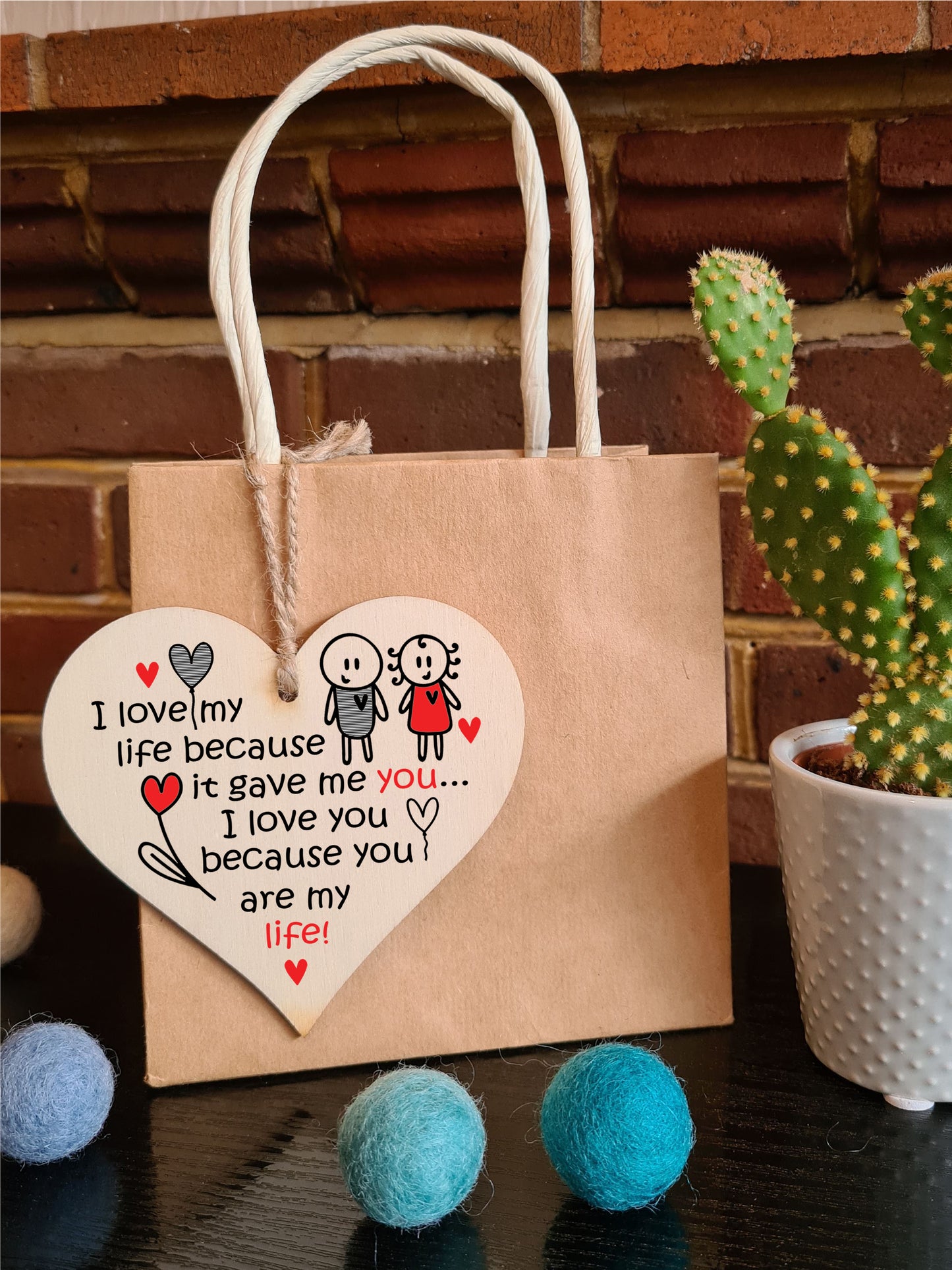 Handmade Wooden Hanging Heart Plaque Gift perfect for your Boyfriend or Girlfriend Romantic Keepsake