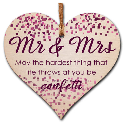Handmade Wooden Hanging Heart Plaque Gift for the Perfect Newly Wed Couple