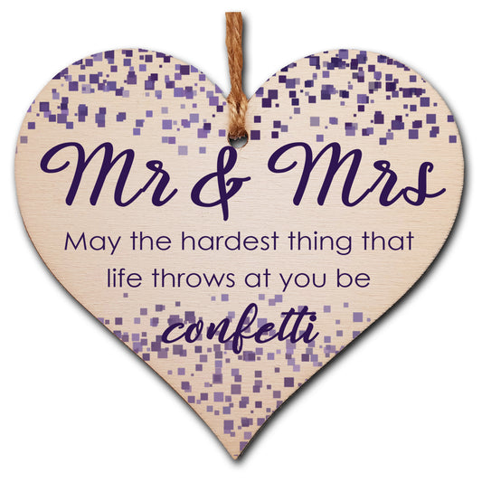 Handmade Wooden Hanging Heart Plaque Gift for the Perfect Newly Wed Couple