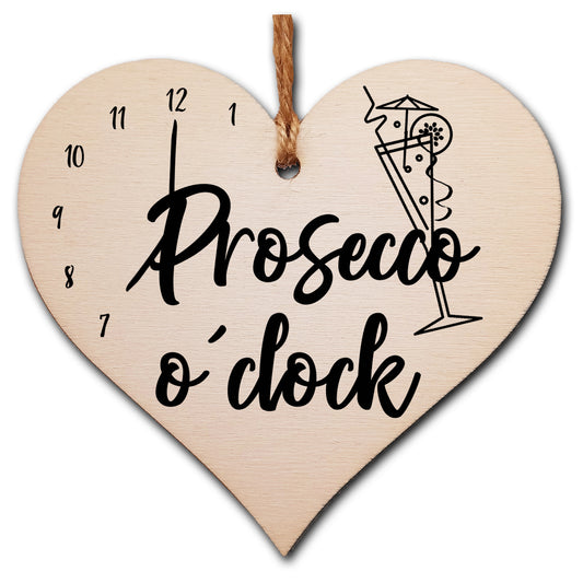 Handmade Wooden Hanging Heart Plaque Gift Perfect for Prosecco Lovers Novelty Funny Keepsake