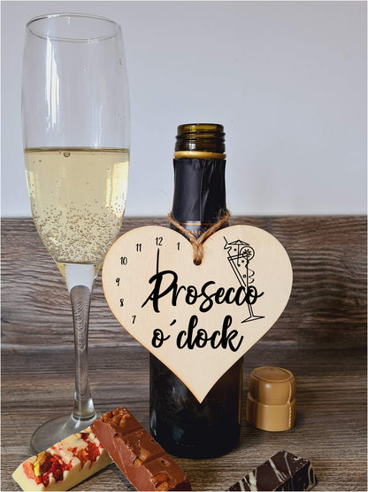 Handmade Wooden Hanging Heart Plaque Gift Perfect for Prosecco Lovers Novelty Funny Keepsake