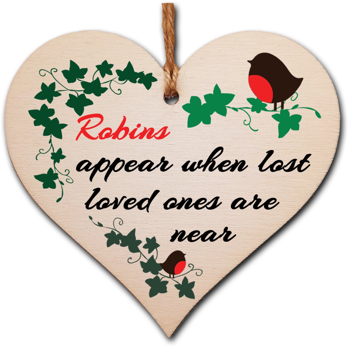 Handmade Wooden Hanging Heart Plaque Gift to Remember Lost Loved Ones