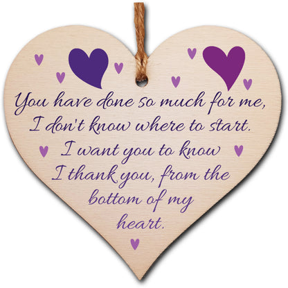 Handmade Wooden Hanging Heart Plaque Gift for Someone Special Thank you Keepsake