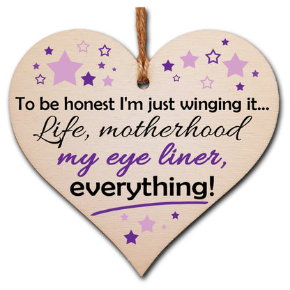 Handmade Wooden Hanging Heart Plaque Gift for Mum Funny Gift about Motherhood