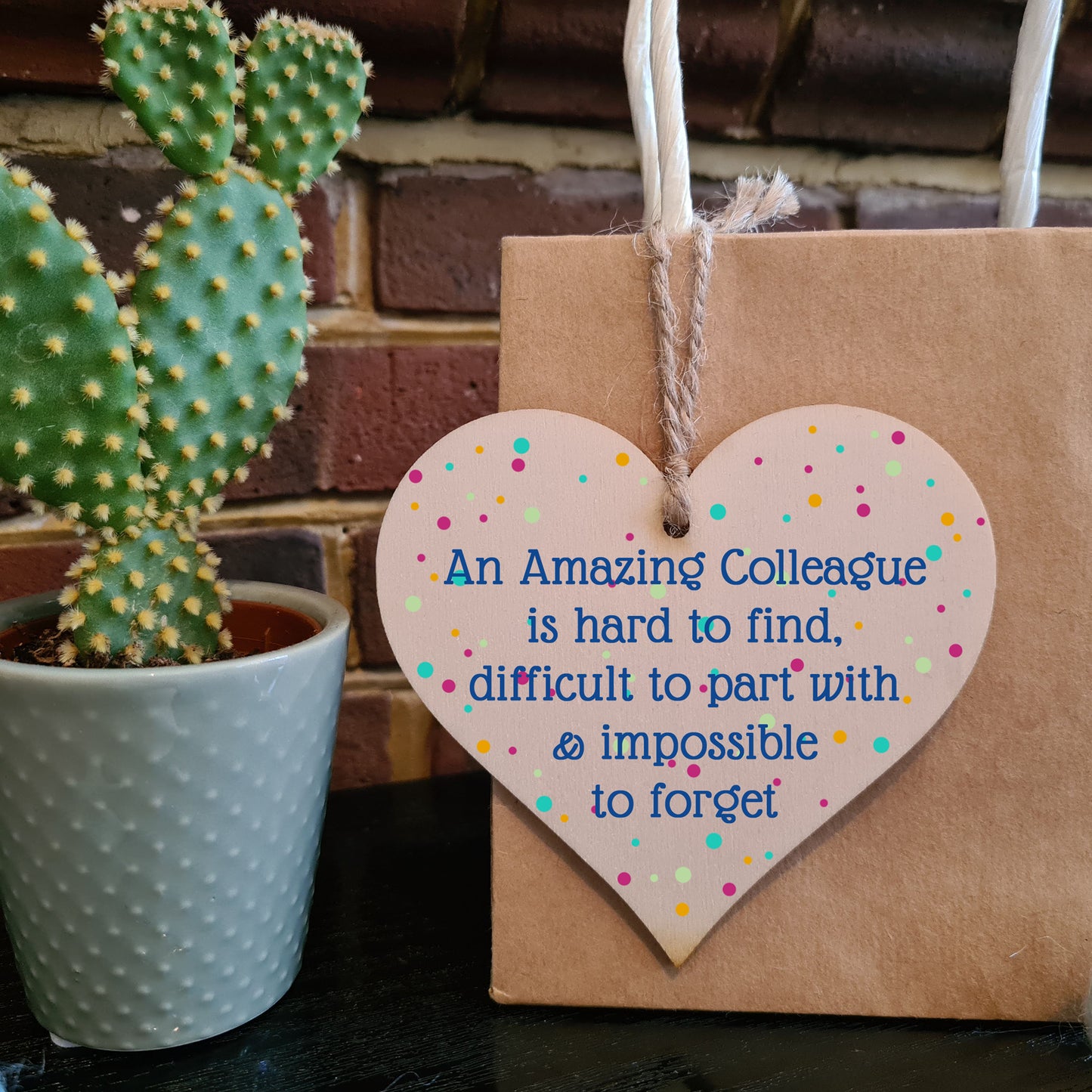 Handmade Wooden Hanging Heart Plaque Gift Amazing Colleague Leaving Retirement Present Work Friend Card Alternative