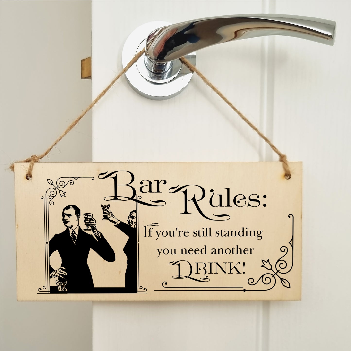 Handmade Wooden Hanging Wall Plaque Bar Rules Still Standing Need a Drink Funny Novelty Sign Home Bar