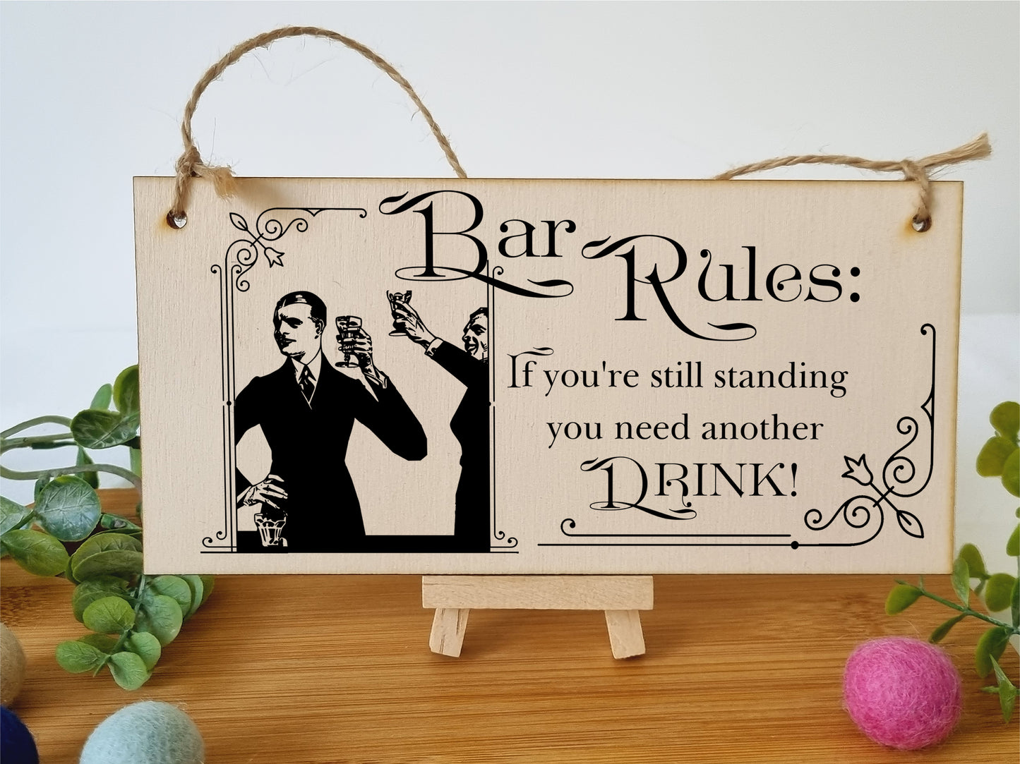 Handmade Wooden Hanging Wall Plaque Bar Rules Still Standing Need a Drink Funny Novelty Sign Home Bar