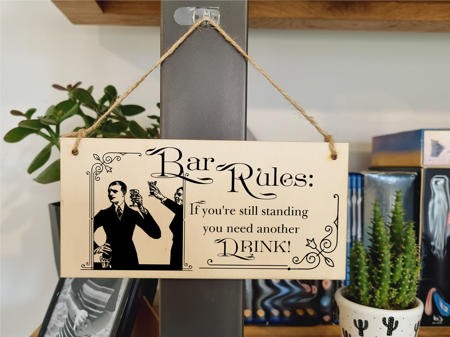 Handmade Wooden Hanging Wall Plaque Bar Rules Still Standing Need a Drink Funny Novelty Sign Home Bar