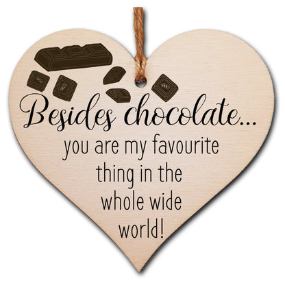 Handmade Wooden Hanging Heart Plaque Gift for Chocolate Lovers Romantic present for Boyfriend