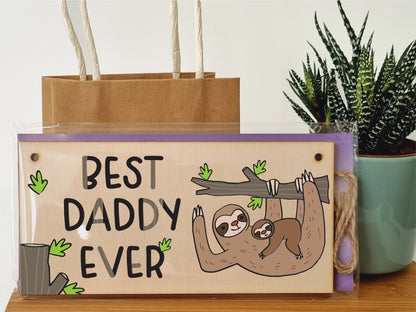 Handmade Wooden Hanging Wall Plaque Best Daddy Ever Decorative Sentimental Gift Father's Day Office Man Cave