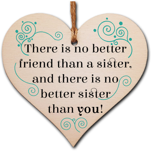 Handmade Wooden Hanging Heart Plaque Gift Perfect for Sisters Lovely Friendship Keepsake