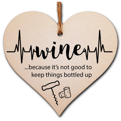 Handmade Wooden Hanging Heart Plaque Gift Wine Bottled Up Funny Novelty Friendship Card Alternative Wall Hanger Bottle Decoration