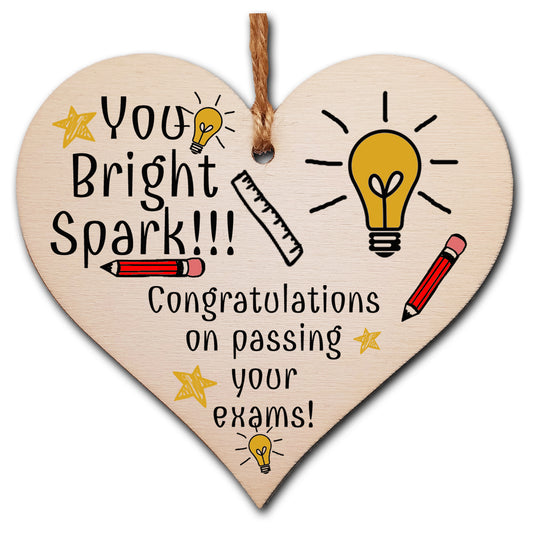 Handmade Wooden Hanging Heart Plaque Gift Well done on Passing Your Exams Congratulations Graduation Keepsake