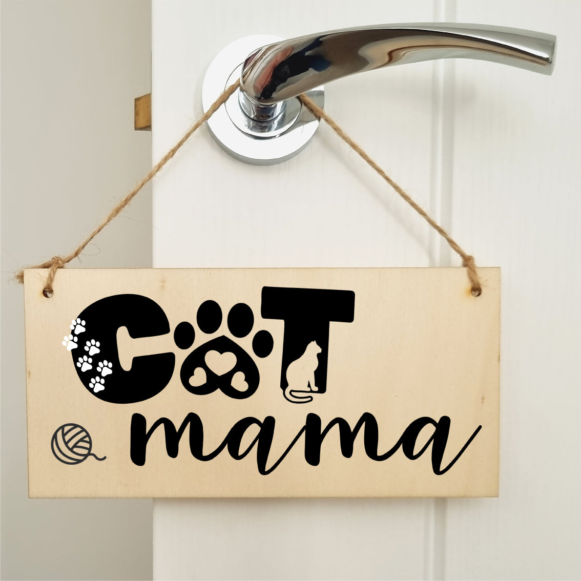 Handmade Wooden Hanging Wall Plaque Cat Mama Cute Funny Gift Pet Lover Cat Mum Parent Mother's Day