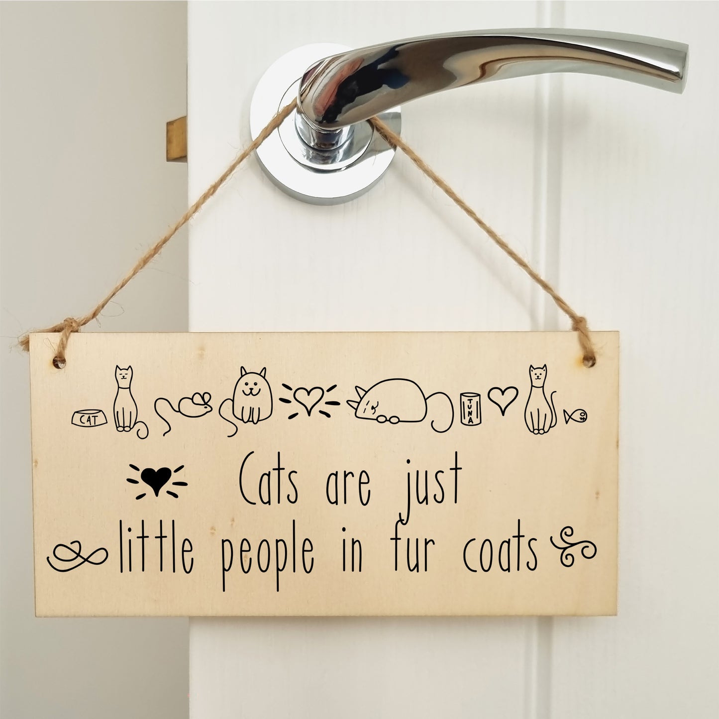 Handmade Wooden Hanging Wall Plaque Cats Are Little People Fur Coats Funny Cute Sign Pet Lover Cat Mum Dad