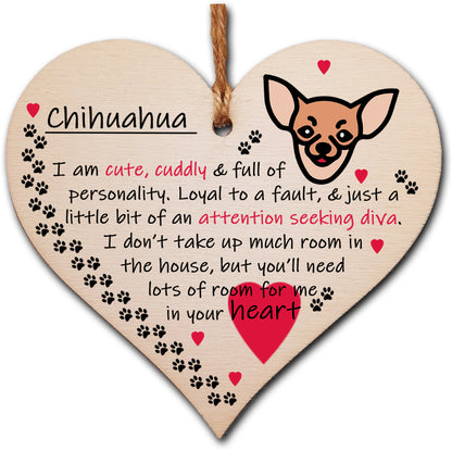 Handmade Wooden Hanging Heart Plaque Gift Perfect for Dog Lovers Pet Keepsake Novelty Decoration