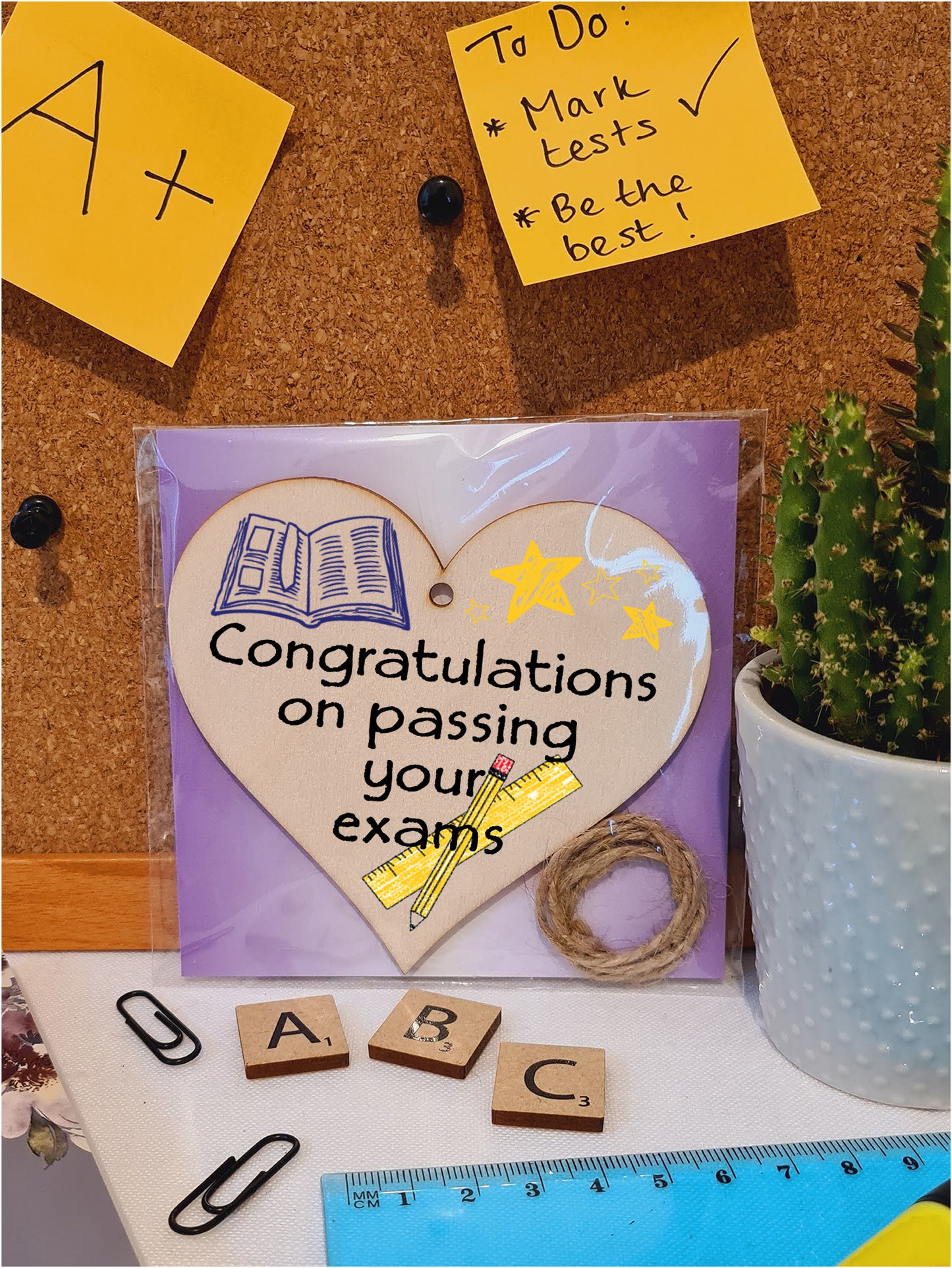 Handmade Wooden Hanging Heart Plaque Gift Well done on Passing Your Exams Congratulations Graduation Keepsake